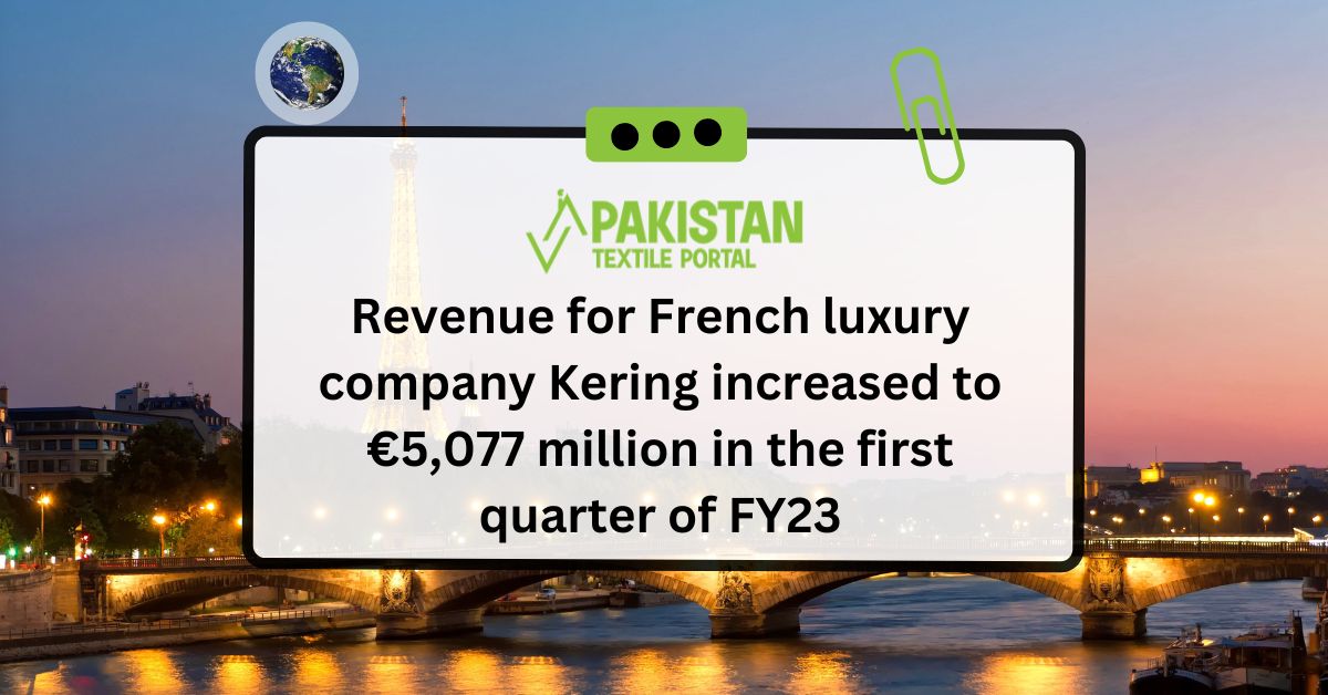 Revenue for French luxury company Kering increased to €5,077 million in the first quarter of FY23