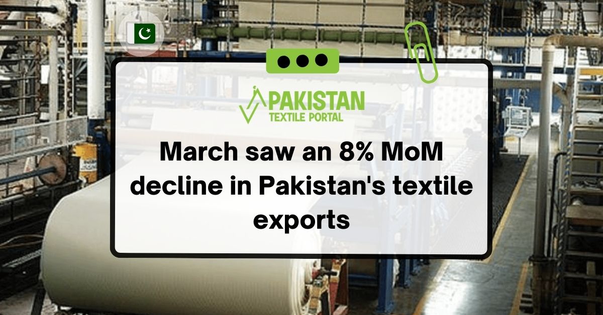 March saw an 8% MoM decline in Pakistan’s textile exports